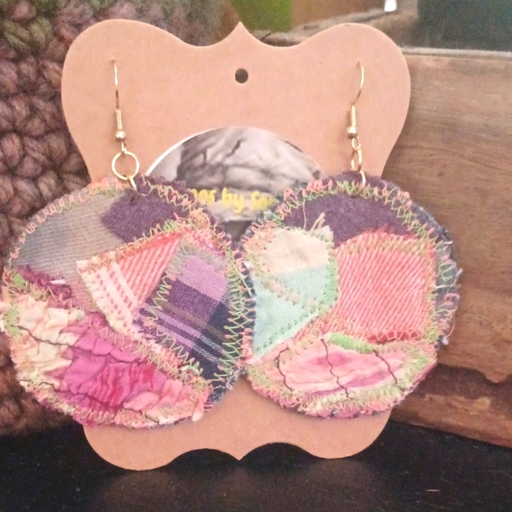 Handcrafted Patchwork Fabric Earrings
